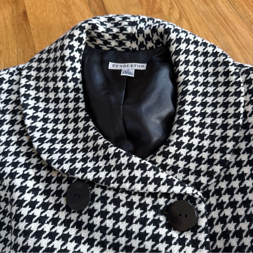 PENDLETON wool blazer, Houndstooth, Virgin & Lambs Wool, Size 12 EUC Classic - Picture 2 of 9
